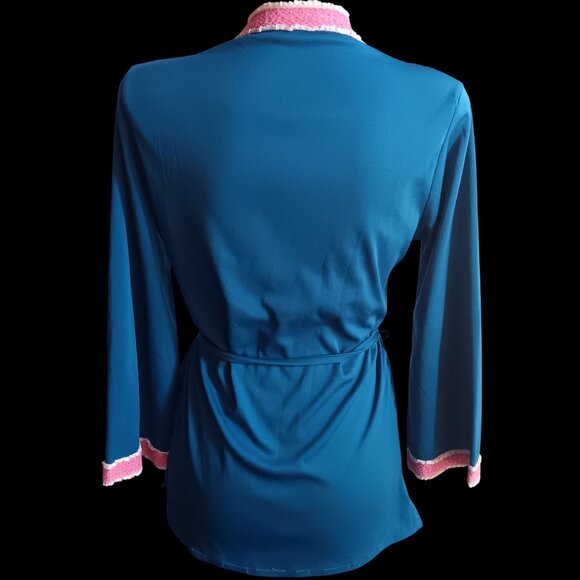 Vintage Women's Medium Belted Top 1970's 1of1 Handmade Groovy Granny Lace Trim - Picture 6 of 7